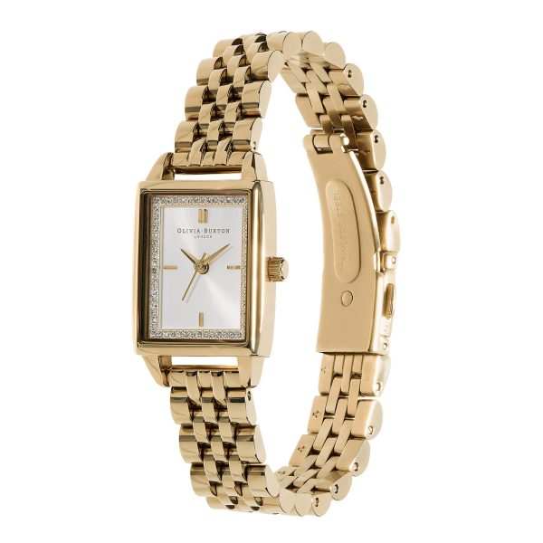 21mm Rectangle White & Gold Bracelet Watch - Image 2