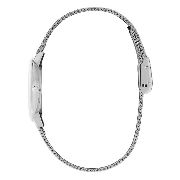 28mm Bee Ultra Slim Metallic White & Silver Mesh Watch - Image 4