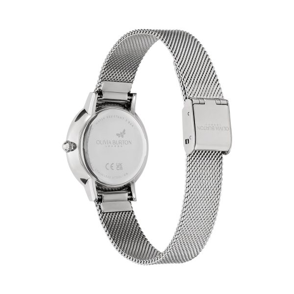 28mm Bee Ultra Slim Metallic White & Silver Mesh Watch - Image 5