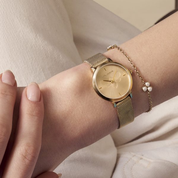 28mm Bee Ultra Slim Gold Mesh Watch - Image 3