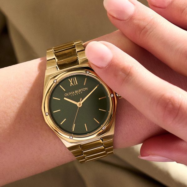 33mm Hexa Green & Gold Bracelet Watch - Image 3