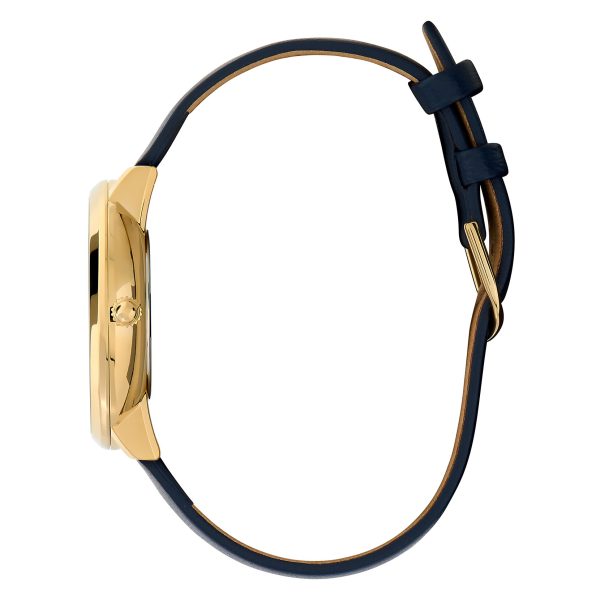 35mm Nova Slim Gold & Sapphire Blue Leather Strap Watch - Image 4