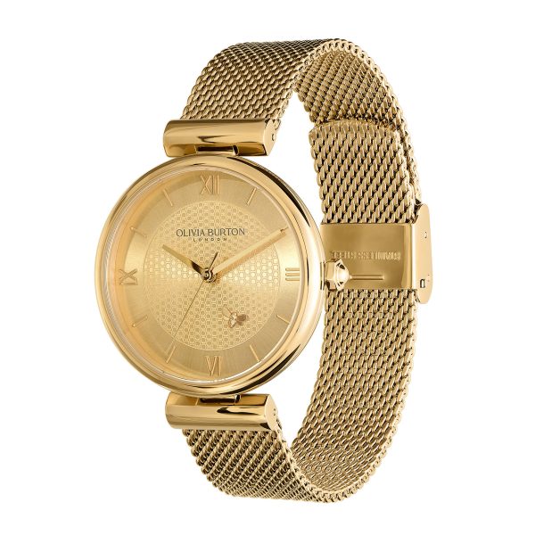 36mm Minima Bee T-Bar Gold Mesh Watch - Image 2