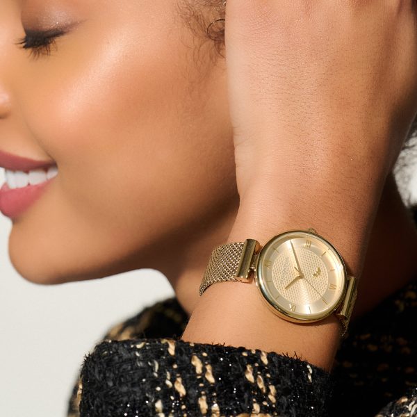 36mm Minima Bee T-Bar Gold Mesh Watch - Image 3
