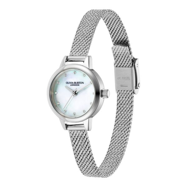23mm Mini White & Silver Mesh Watch - Image 2