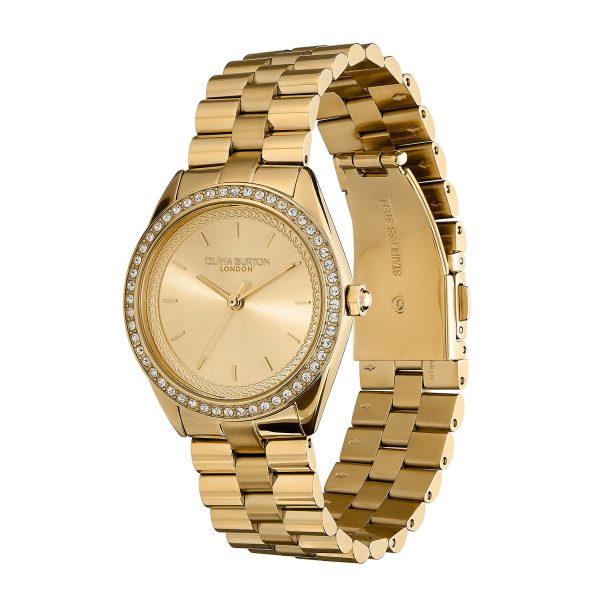 34mm Bejewelled Gold Bracelet Watch - Image 2