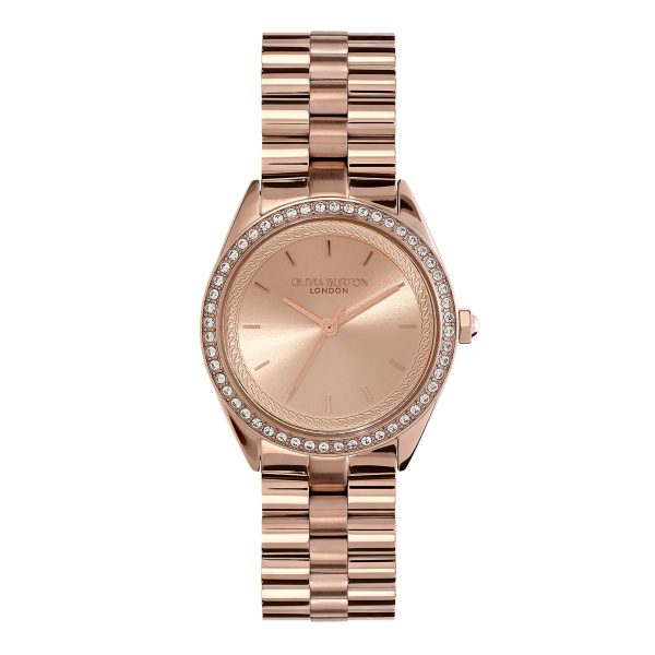 34mm Bejewelled Rose Gold Bracelet Watch
