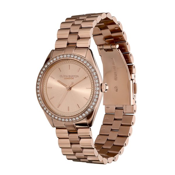 34mm Bejewelled Rose Gold Bracelet Watch - Image 2