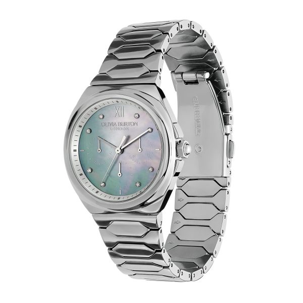 36mm Lustre Multi-Function Light Grey & Silver Bracelet Watch - Image 2