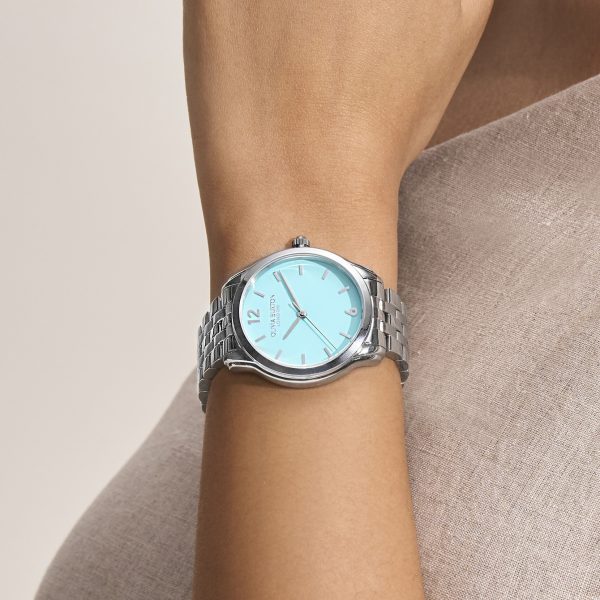 36mm Starlight Color Turquoise & Silver Bracelet Watch - Image 3