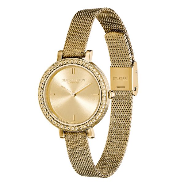30mm Vintage Bead Gold Mesh Watch - Image 2
