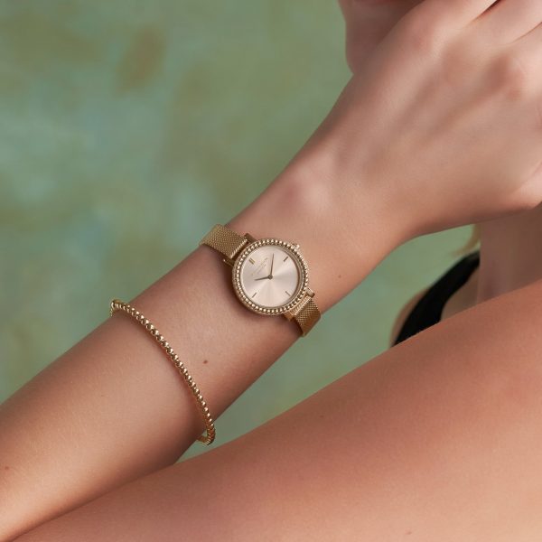 30mm Vintage Bead Gold Mesh Watch - Image 3