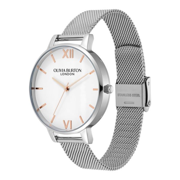 38mm White & Silver Mesh Watch - Image 2