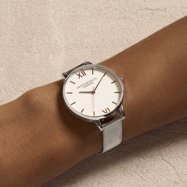 38mm White & Silver Mesh Watch - Image 3