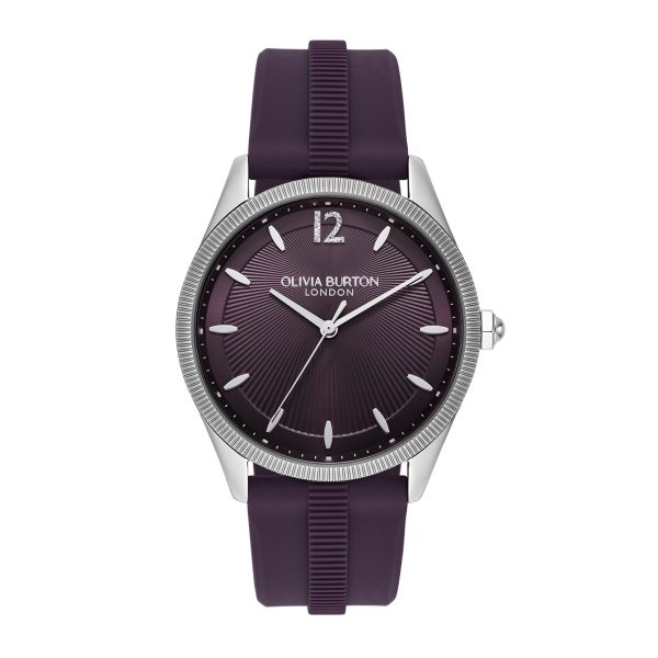 38mm Radiate Silver & Midnight Plum Silicone Strap Watch