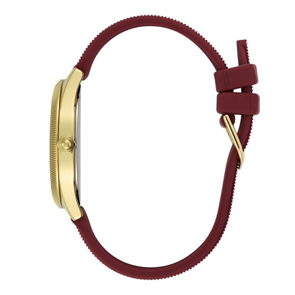 38mm Radiate Gold & Cranberry Silicone Strap Watch - Image 4