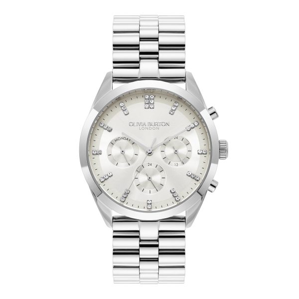 38mm City Classic Multifunction Silver Bracelet Watch