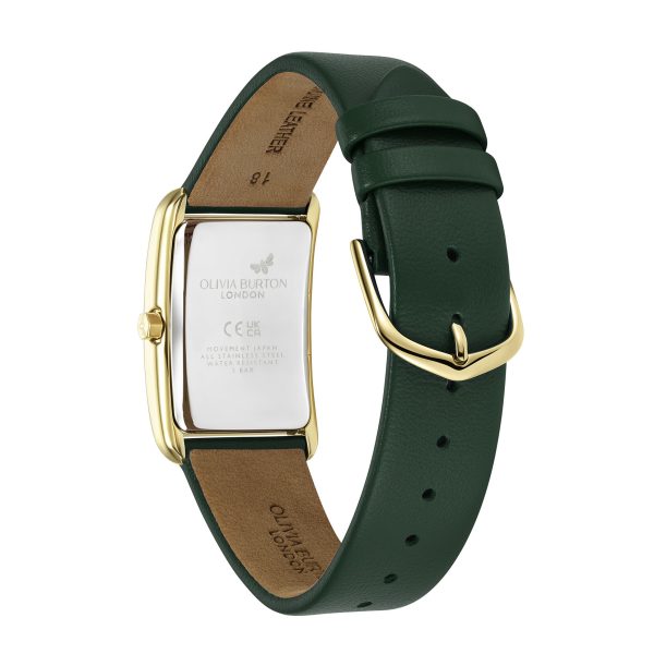 23mm Grove Gold & Forest Green Leather Strap Watch - Image 5