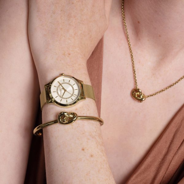 30mm Wonderlust Ivory & Gold Mesh Watch - Image 6