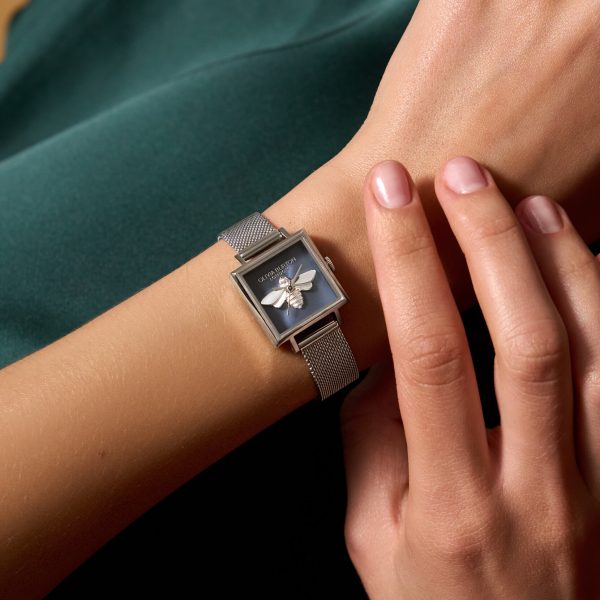23mm Lucky Bee Blue & Silver Mesh Watch - Image 3