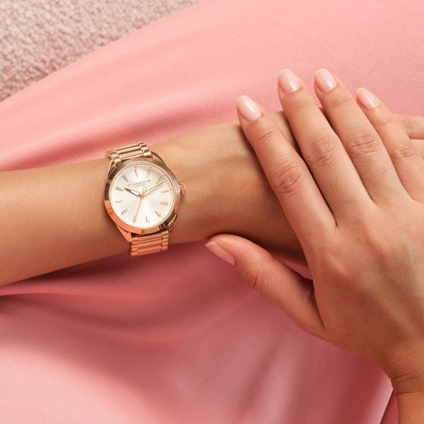34mm Geo Ivory & Rose Gold Bracelet Watch - Image 3