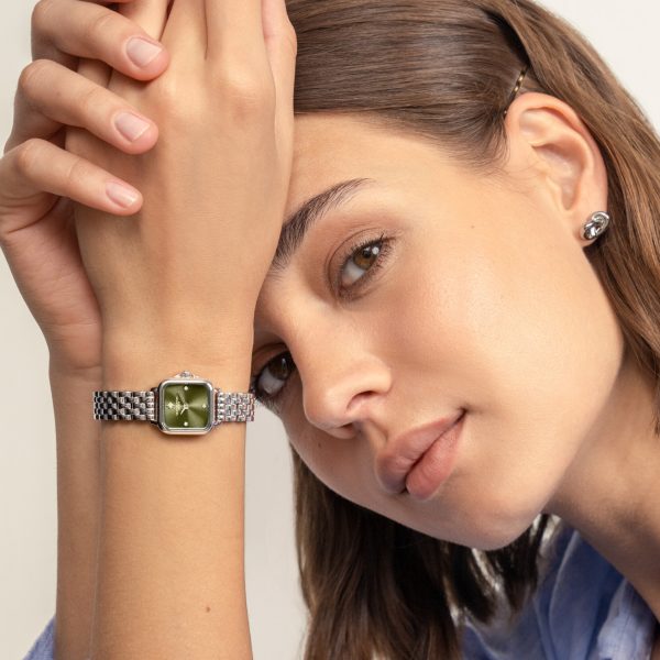 20mm Mini Grosvenor Sage Green & Silver Bracelet Watch - Image 6