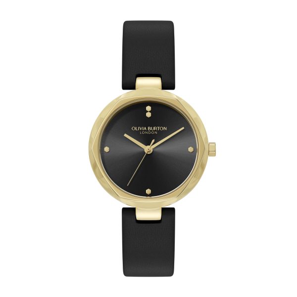 32mm Dimension T-Bar Gold & Black Leather Strap Watch