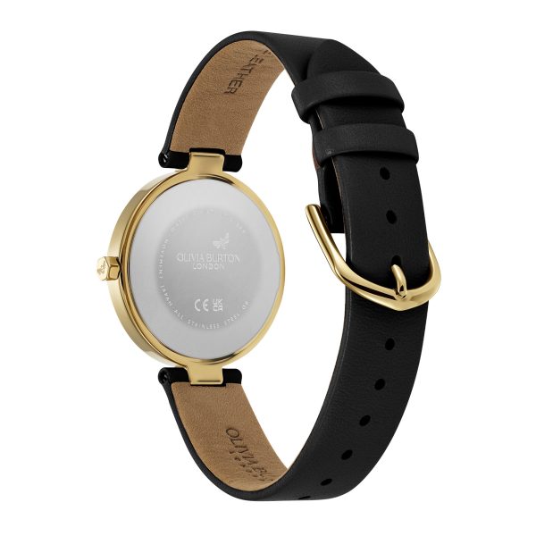32mm Dimension T-Bar Gold & Black Leather Strap Watch - Image 5
