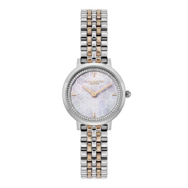 28mm Honeycomb Ultra Slim Dove Grey & Two Tone Bracelet Watch