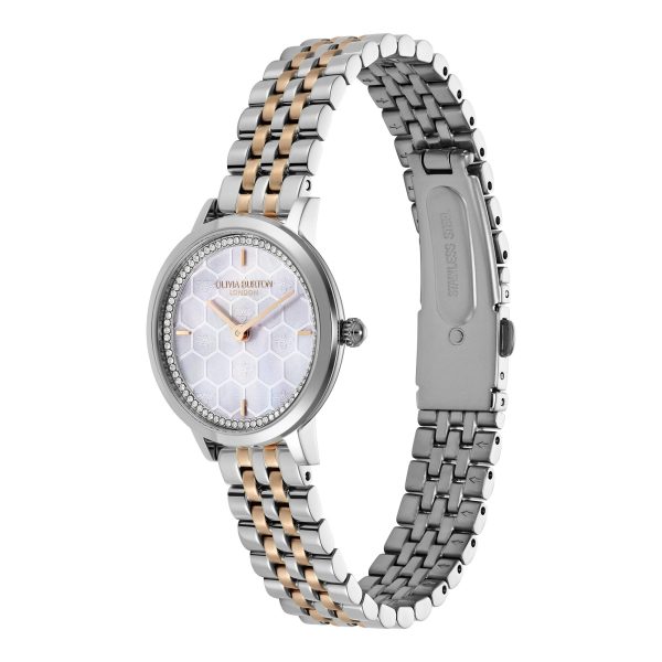 28mm Honeycomb Ultra Slim Dove Grey & Two Tone Bracelet Watch - Image 2