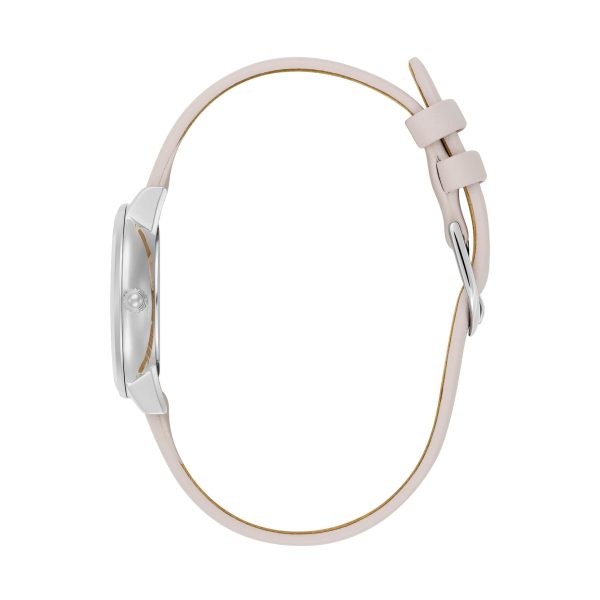 28mm Honeycomb Ultra Slim Silver & Primrose Leather Strap Watch - Image 4
