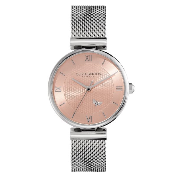 36mm Minima Bee Blush & Silver Mesh Watch & Minima Bee Toggle Bracelet Gift Set - Image 2