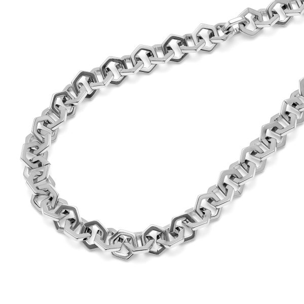 Honeycomb Silver Link Necklace - Image 4