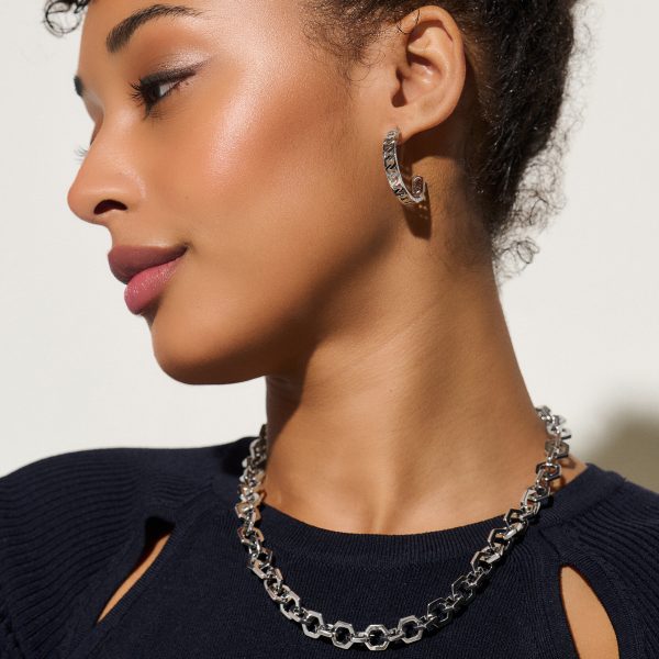 Honeycomb Silver Link Necklace - Image 5