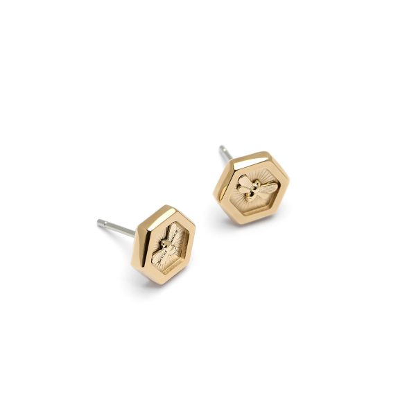 Minima Bee Gold Stud Earrings - Image 2