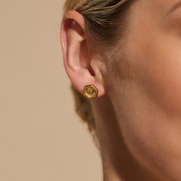 Minima Bee Gold Stud Earrings - Image 3