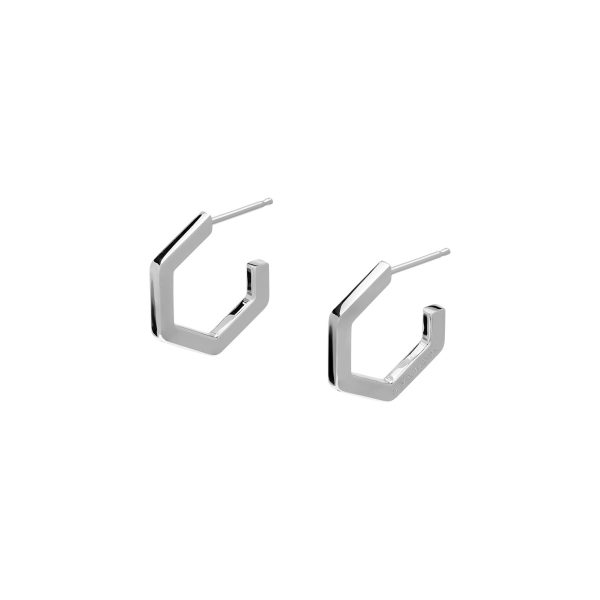 Honeycomb Silver Tone Small Hoop Earrings - Image 2