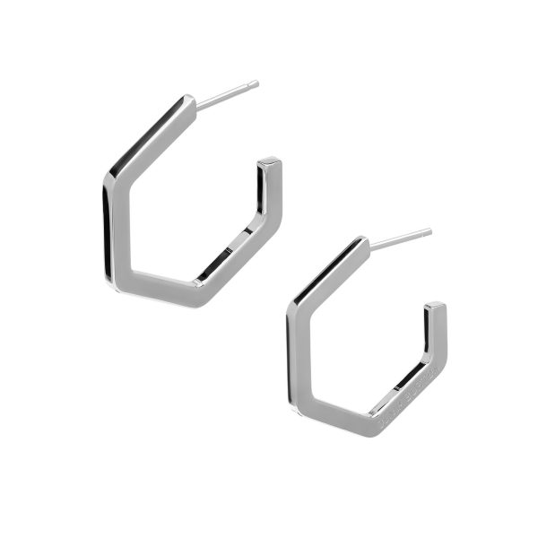 Honeycomb Silver Tone Large Hoop Earrings - Image 2