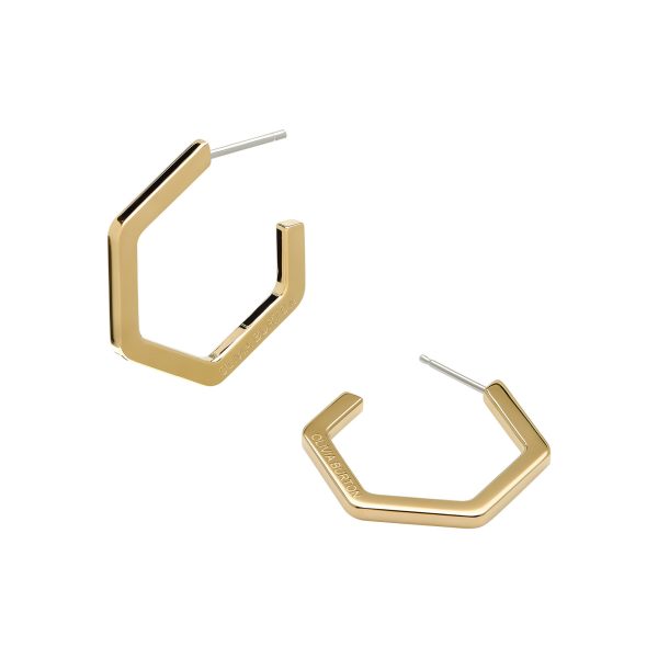 Honeycomb Gold Plated Large Hoop Earrings - Image 4