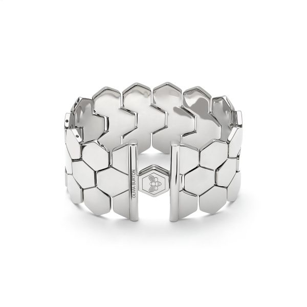 Honeycomb Silver Tone Cuff Bracelet - Image 2