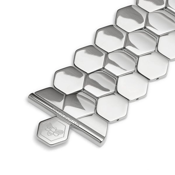 Honeycomb Silver Tone Cuff Bracelet - Image 5