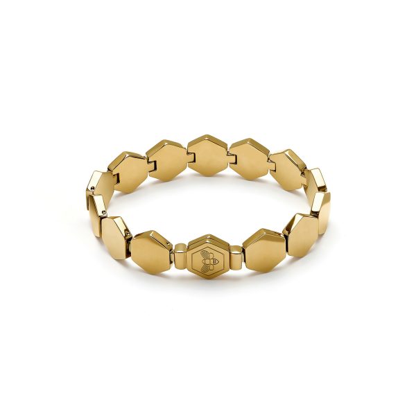 Honeycomb Gold Plated Slim Cuff Bracelet - Image 2