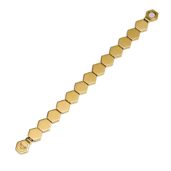 Honeycomb Gold Plated Slim Cuff Bracelet - Image 4