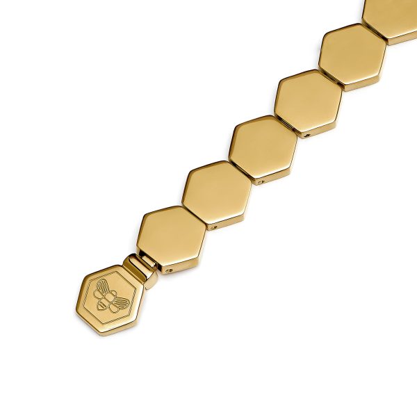 Honeycomb Gold Plated Slim Cuff Bracelet - Image 5