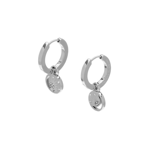 Celestial Sun Silver Tone Hoop Earrings - Image 2