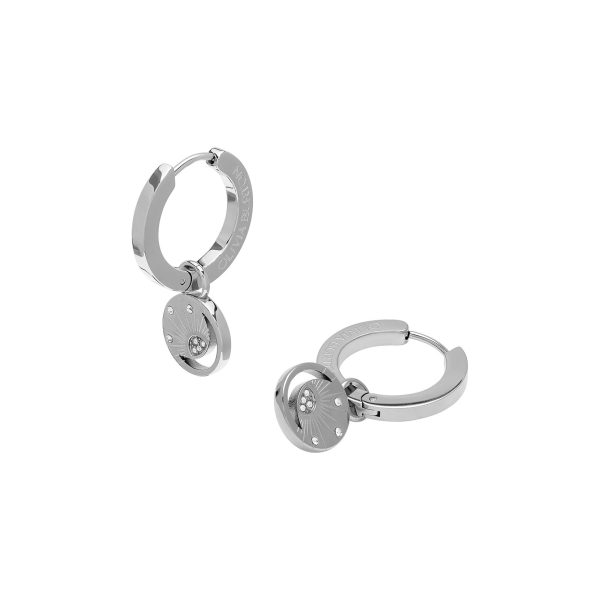 Celestial Sun Silver Tone Hoop Earrings - Image 4