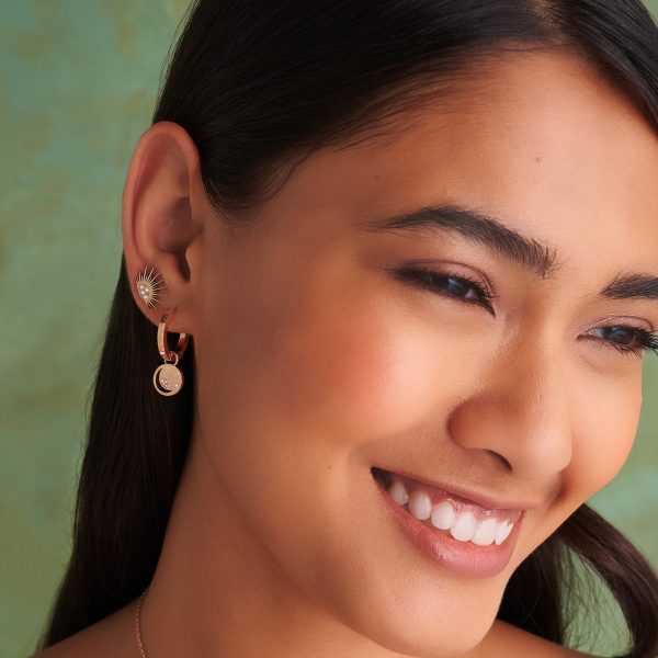 Celestial Sun Rose Gold Plated Hoop Earrings - Image 3