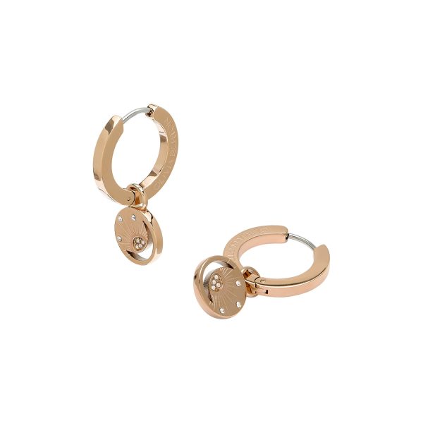 Celestial Sun Rose Gold Plated Hoop Earrings - Image 4