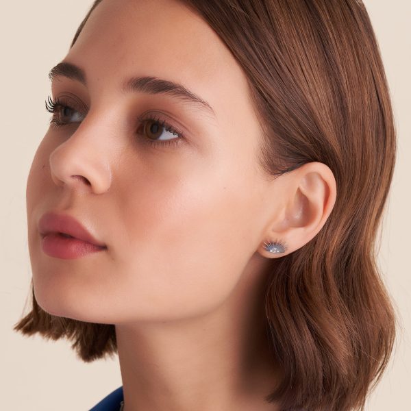Celestial Sun Silver Tone Stud Earrings - Image 3
