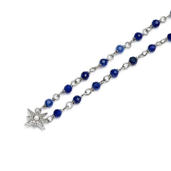 North Star Blue & Silver Tone Beaded Charm Necklace - Image 4